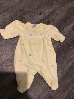 Little Me Yellow Floral Embroidered Footie